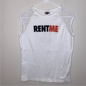 Harley Davidson Rent Me Ride Me Womans 2X White Tank Top Orlando Florida Vintage